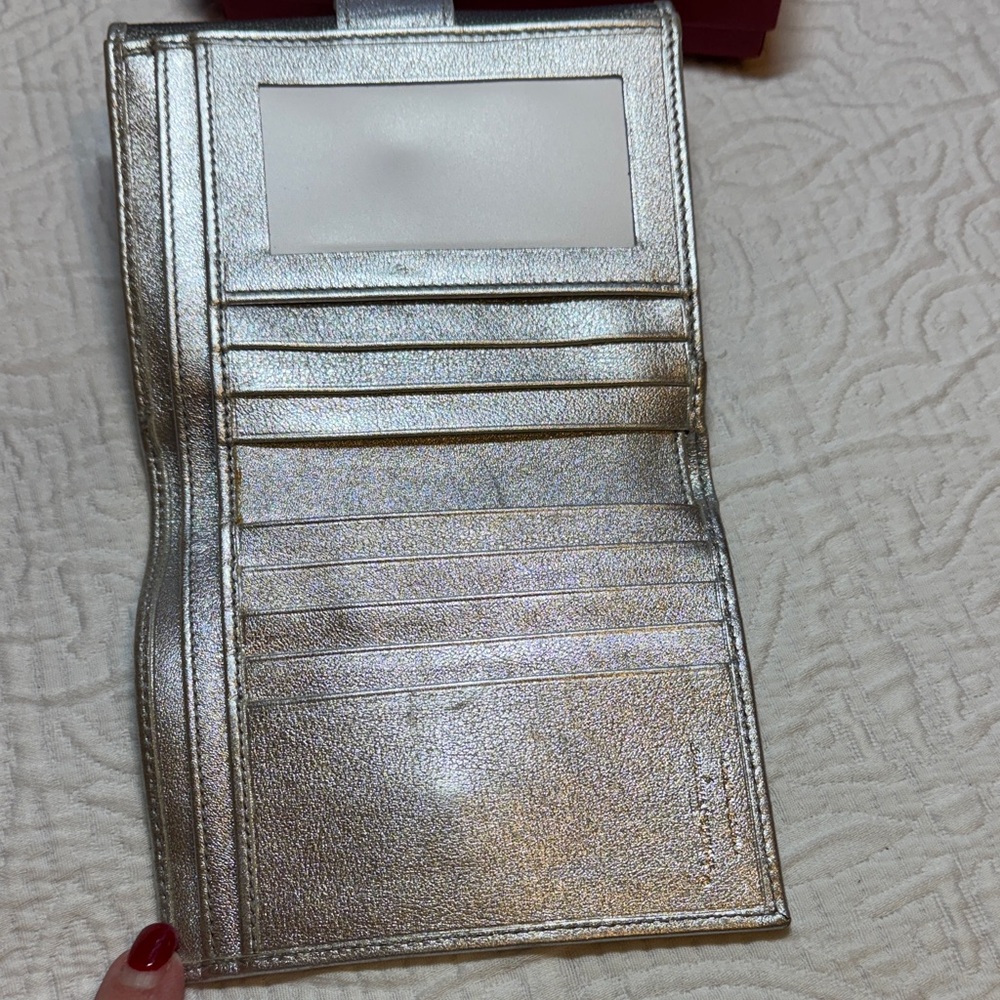 Salvatore Ferragamo Metallic Silver Wallet with Red Box! - Picture 7 of 16